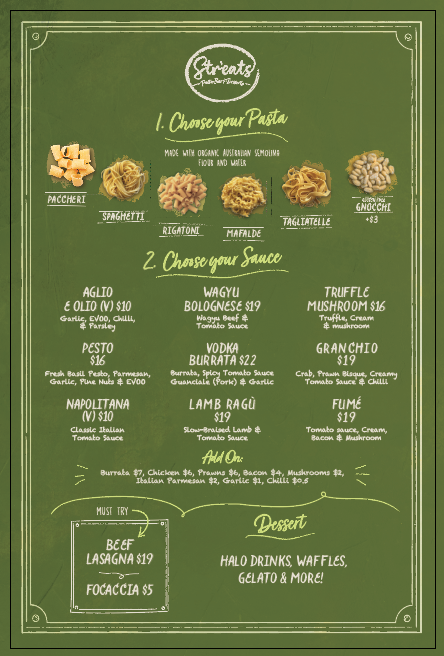 Streats Web Menu